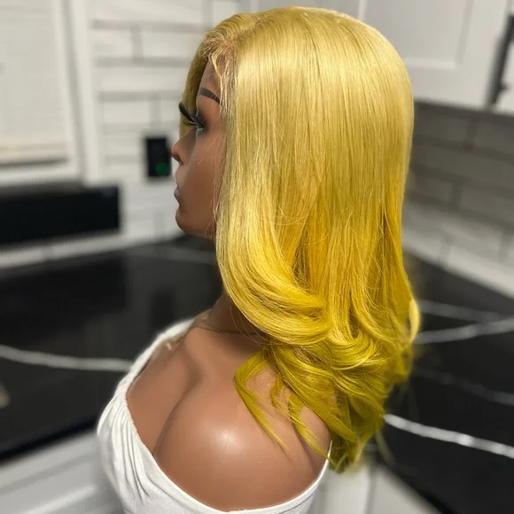 Human hair lace front wig - 20” in length: Russian Blonde Unit - Picture 8 of 8